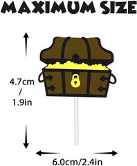 18Pcs Black Glitter Dessert Cupcake Topper Skull Ship Pirate Hat Nautical Sailin