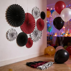 24PCS Maroon Decorations Burgundy Black Silver Party Decor Tassel Garland Banner