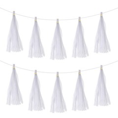 30 x White Tassel Garland Banner with Rope