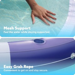 Inflatable Pool Lounger Float with Mesh, 80″ x 80″ Tanning Pool Floats, Doubl…