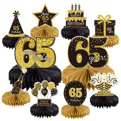 10PCS 65th Birthday Decorations Centerpieces for Table Decorations, Gold Blac…