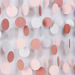 Rose-Gold Pink Silver Party Decorations – 52Ft Paper Rose-gold