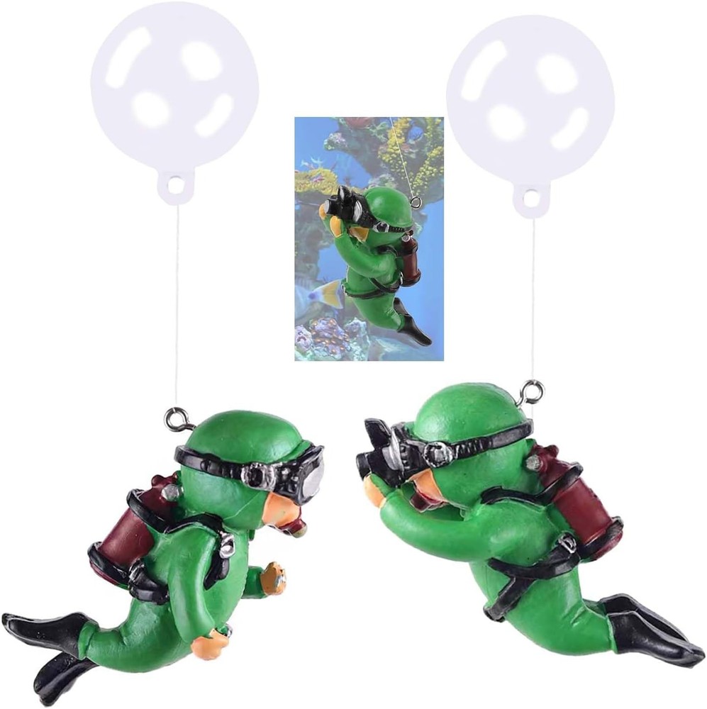2-Pack Tank Decorations, Cute Little Diver, Aquarium Decoration Accessories Orna