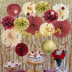 Burgundy Decorations for Maroon and Gold Party Decorations Tissue Pom Poms Fa…