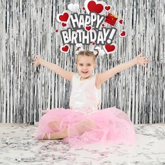 2 Pack Silver Tinsel Foil Curtain Backdrop Party Decorations Photo Booth Props