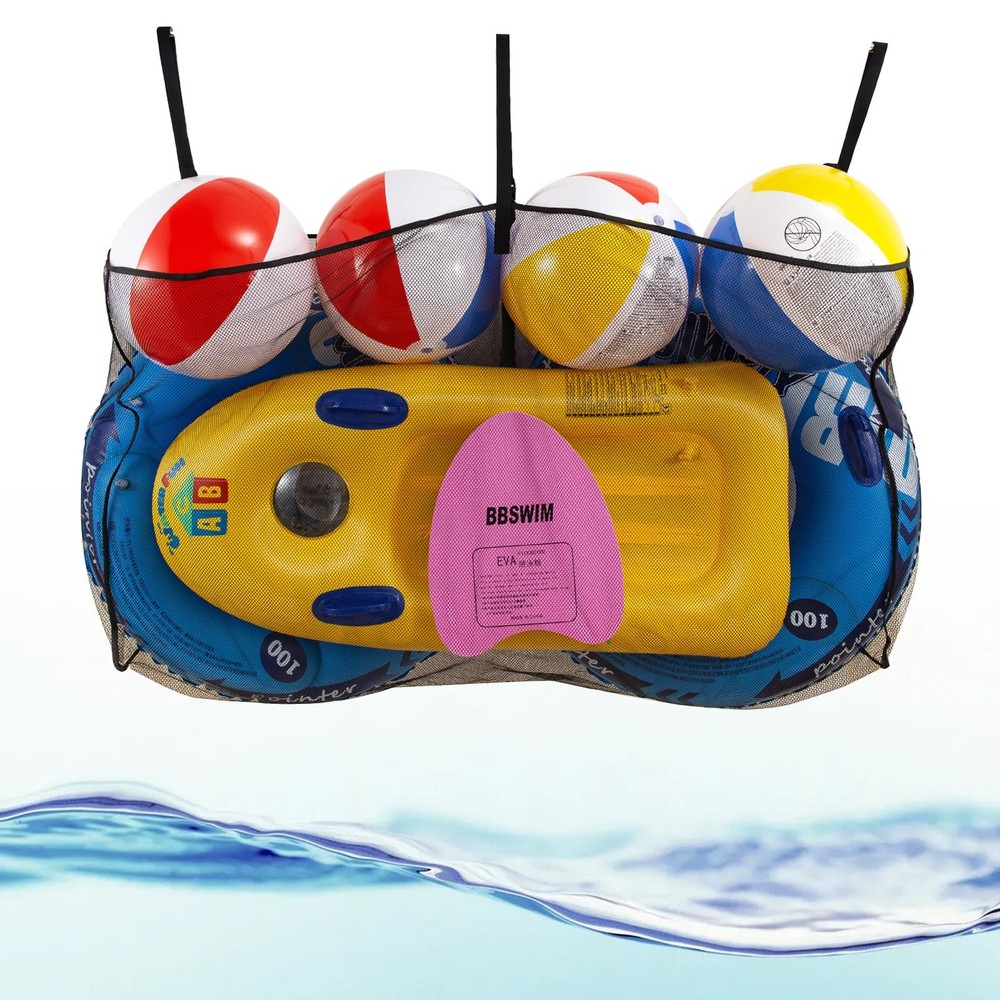 Pool Float Storage Bag,Pool Float Storage Mesh Bag,Adjustable Pool Hanging Me…