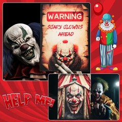 6 Pcs Halloween Haunted Circus Decorations Fabric Posters Creepy Carnival Decora