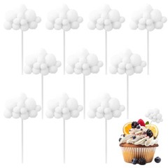 10Pcs 3D Cloud Cupcake Topper, Plush Cake Decorations