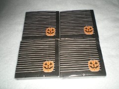 Halloween Paper Napkins & Cupcake Baking Cups NIP Black White Stripe Pumpkins