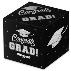 Graduation Decorations 2026 Card Box, Black Silver Congrats Grad Paper Gift Crad