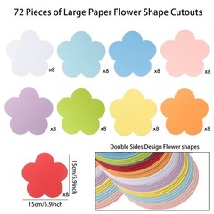 Large Flower Paper Cutouts Assorted Colors Classroom Board 6 Inch 72 PCS