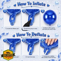 FunHot Blue Silver 12PC 22″ 15″ 10″ 4D Balloons