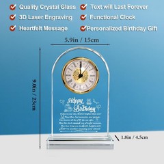 Happy Birthday Crystal Plaque with Clock – Perfect Gift for Loved Ones NEW