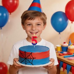 laackys Red Blue Spider 5th Birthday Candles, 1.9 inches x 4.5 inches, 5