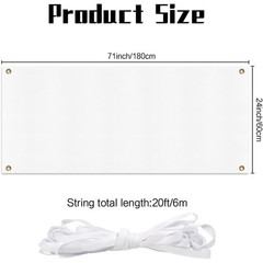 2×6 Ft White Polyester Oxford Cloth Blank Banner DIY Sublimation with Rope for