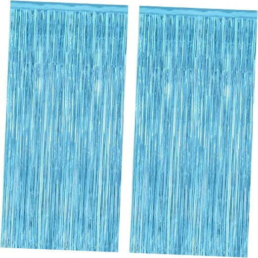 2 Pack Backdrop Curtains, 3.28 Feet x 7.05 Feet Sky Blue Tinsel 2 PCS Sky blue