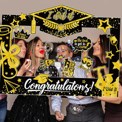 31 Pack Graduation Photo Booth Props 2026, Black and Gold Graduation Photo Booth