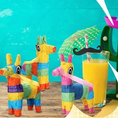 12 Pcs Mini Donkey Pinatas Rainbow Cinco De Mayo Fiesta Party Decorations