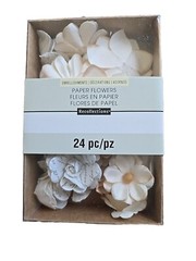 Paper Flowers Decorations A Lot Of 3 24 Pc Rose Pink Blue And White/ Beige