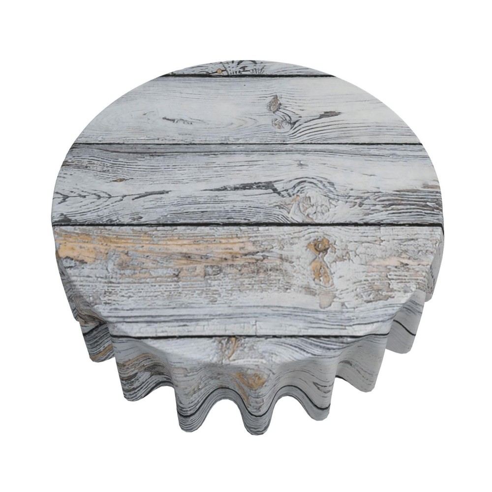 Farmhouse Table Cloth Wood Grain Tablecloths Grey White Round Tablecloth Wipe…