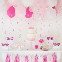 24 PCS Pink Hanging Swirl, Sparkle Ceiling Hanging Decorations, Plastic Strea…