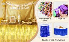 2 Pack Metallic Tinsel Foil Fringe Table Skirts for Rectangle & Round Tables Hot
