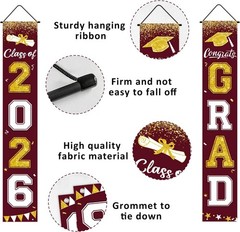 Graduation Decorations 2026, Maroon and Gold Door Porch Signs, Graduation Ban…
