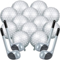 16 Pcs Golf Balloons Set 18» Ball and 30 Club Shaped Foil Balloons for Birth…