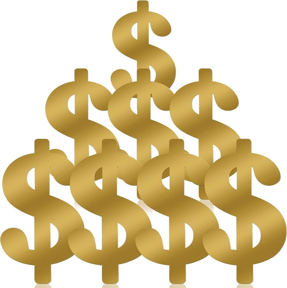 8 Pcs Dollar Themed Party Decorations 13. 4» Glitter DollarBirthdayDecor Money
