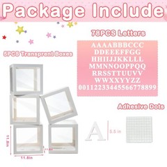 Baby Boxes with Letters, 5 Transparent Baby Shower Balloon Boxes with 78 Lett…