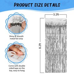 Accevo Silver Party Streamers 3Pack Metallic Tinsel Foil 3 Pack,