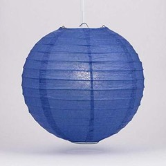 (5-PACK) 8″ Dark Blue Round Paper Lantern, Even Ribbing, Hanging Decoration