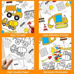 1 Pack Construction Coloring Table Cloth for Kids – Giant Construction Theme Col