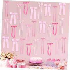 60PCS Bow Birthday Party Decorations, 3 Sizes Bow Wall Decor, Ribbon Bows Pink