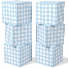 6 Pcs Blue Gingham Party Decoration Boxes 12 Inch Plaid Boxes for Centerpiece…