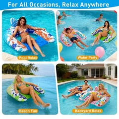 New Pool Floats Adult, 3Pack/4Pack Inflatable Chair, U-Shaped Float Lounger with