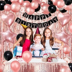 ZERODECO Birthday Party Decorations for Women, Rose Gold Black