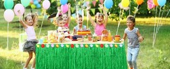 4 Pack Luau Grass Table Skirt Natural 9 Feet x 29.5 Inch Hawaiian Table Skirt
