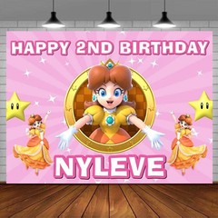 Peach Princess Personalised Party Supplies Banner Backdrop Pink Vinyl 7x5ft