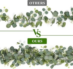 2 PCS Artificial Eucalyptus Garland 5.9FT Faux Silver Dollar Greenery Garland