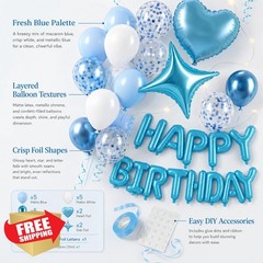 Paready Blue White Birthday Decorations