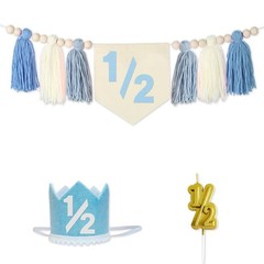 1/2 Birthday Boy Half Birthday Decorations High Chair Banner, 6 Month Tassel …