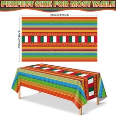 Durable 2-Pack Fiesta Table Covers 52x87in – Perfect for Taco & Mexican Parties