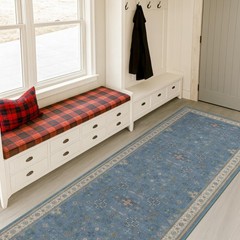 Blue Boho 2’6»x8′ Wide Hallway Runner Rug – 2’6″ x 8′ (Runner), Dusty