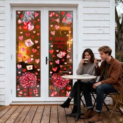 6 Sheet Valentines Day Decorations Heart Window 24 x 36 inches, Pink