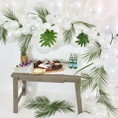 CCINEE 12 PCS Artificial Palm Leaves, Assorted Sizes Faux Large A-green