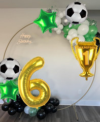 Soccer Balloons 6Th Birthday Decorations for Boys, 40 Inch Big Gold Balloon Numb