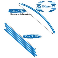 260 Shiny Metallic Blue Twisting Balloons for Party Decorations, 100pcs