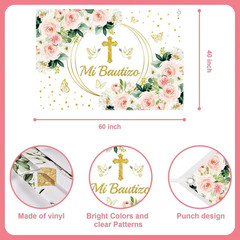 Mi Bautizo Decorations,Baptism Party Decorations Kit – Pink Gold Balloon Garland