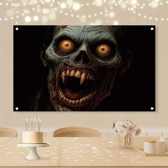Halloween Decorations Zombie Backdrop Scary Horror Creepy Undead Banner 71″x43″
